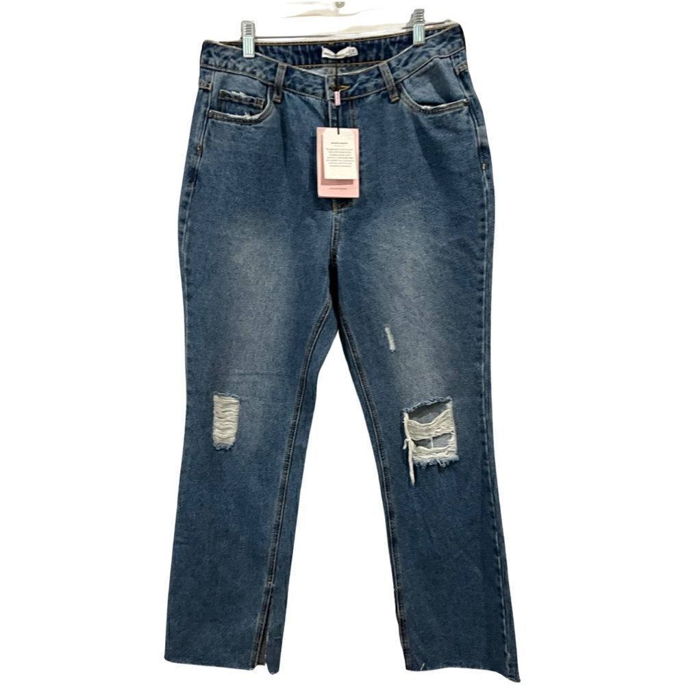 Avec Les Filles High Rise Denim split side hem jeans Womens 30 NWT